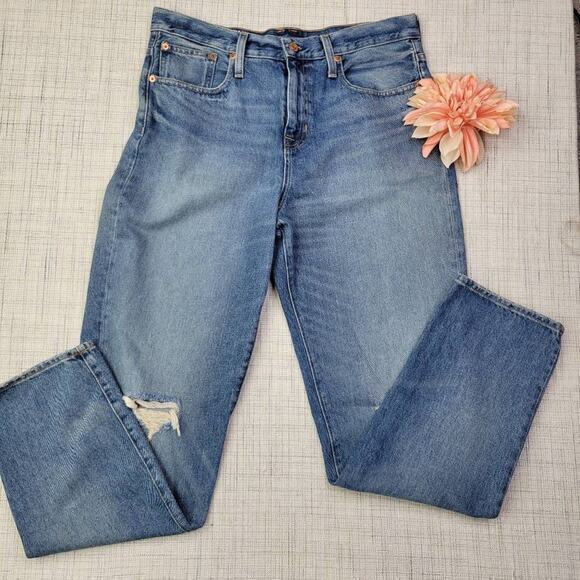 J. Crew Women's Blue Light Wash Distressed Slouchy Boyfriend Denim Jeans Size 29 - Picture 1 of 12